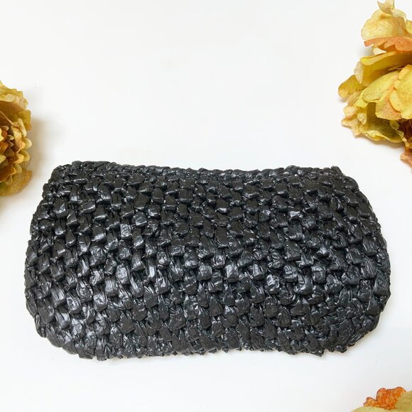 ZARA Black Woven Corn Straw Clutchs - Picture 3 of 4